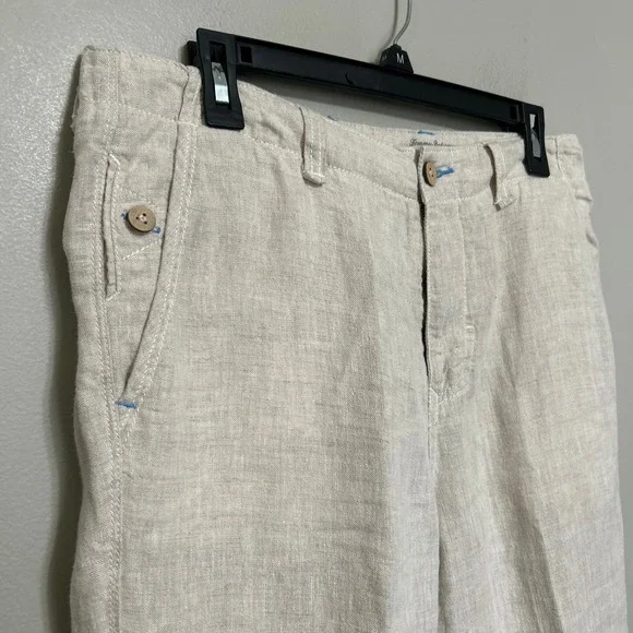 Tommy Bahama Mens Linen Pants 33X34 Beige Straight Leg Flat Front Coastal Luxury - Picture 5 of 14